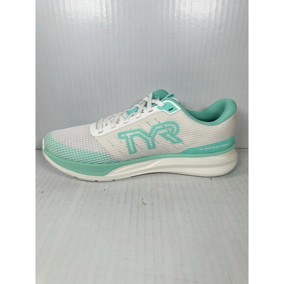 Size 9.5 TYR SR-1 Tempo White Aqua Athletic Running Training Gym Shoes Mens NEW main image 5